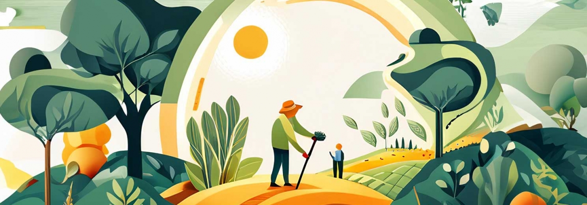 Illustration depicting sustainability in horticulture