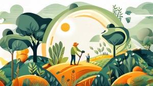 Illustration depicting sustainability in horticulture